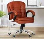 Da URBAN® Milford Mid Back Revolving Leatherette Ergonomic Home & Office Executive Chair with High Comfort Seating, Height Adjustable Seat & Heavy Duty Metal Base (Tan)
