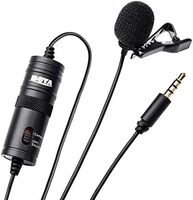 Boya ByM1 Auxiliary Omnidirectional Lavalier Condenser Microphone with 20ft Audio Cable (Black)
