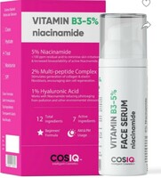 Cos-IQ Niacinamide Vitamin B3-5% High Dose Face Serum 30ml | With 1% Multi-Peptide Complex and 2% HA for Acne Marks, Blemishes, Spot Correction (30 ml)