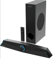 ZEBRONICS Zeb Sonic BAR 100-120W RMS Soundbar with Subwoofer, RGB LED, HDMI ARC, BT v5.0, AUX, Type C + Dual 3.5mm Audio Ports, Virtual 5.1 and 3D Surround Sound, Black