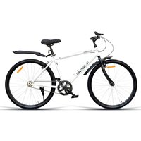 VECTOR 91 Freedom FX 26T White Single Speed Hybrid Cycle, 18 Inches Steel Frame for Men, Rigid