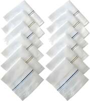 Men's 100% Cotton Striped Handkerchief (White, XXL) - Pack of 12 ["White"] Handkerchief