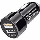 Ambrane 30W Fast Car Charger with Dual Output, Qualcomm Quick Charge 3.0 Compatible with All Cars for iPhone, All Smartphones, Tablets & More, Multi-Layers Protection (ACC11QC, Black)