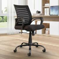 CELLBELL Desire C104 Mid Back Comfortable Fabric, Mesh Office Executive Chair  (Black, Optional Installation Available)