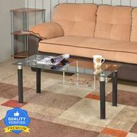 Nilkamal Triton Glass Coffee Table (Finish Color - Black & White, Knock Down)