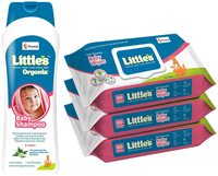 Little's Soft Cleansing Baby Wipes Lid, 80 Wipes (Pack of 3) & Organix Baby Shampoo I Mild & Gentle I Enriched