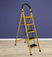 Plantex Compact Foldable 5-Step Ladder for Home - Wide Anti Skid Steps (Yellow & Black) Steel Ladder  (With Platform)