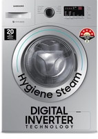 Samsung 7 kg, 5 star, Hygiene Steam with Inbuilt Heater, Digital Inverter, Fully-Automatic Front Load Washing Machine (WW70R20GLSS/TL, DA SILVER, Awarded as Washing Machine Brand of the year)