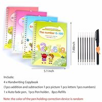SIWUCHYE Magic Practice Copybook for Kids,4Pcs Handwriting English Study Workbook,Reusable Children's Calligraphy Letter Tracing Mathematical Drawing Set,Calligraphy Paper to Teach Kids How to Writing