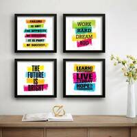 saf SET OF 4 MOTIVATIONAL QUOTES Digital Reprint 19 inch x 19 inch Painting  (With Frame, Pack of 4)