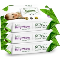 NOVEL Baby Wipes 80 Sheets pack of 3/with Lid (0.66/unit)
