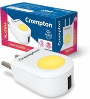 Crompton Night Buddy 0.5 Watt Night Lamp with USB Charging Adapter Port (Warm White) Pack of 1 