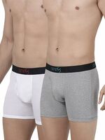 one8 by Virat Kohli Men's Cotton Trunks (Pack of 2) (107A_White/Grey Mel_Xx-Large_White/Grey Mel_2XL)