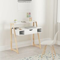 Amazon Brand - Solimo Ares Engineered Wood Computer Table and Study Desk (1 Drawer and 3 Shelves, White Finish)