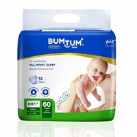 Bumtum Baby Diaper Pants, New Born 60 Count, Double Layer Leakage Protection Infused With Aloe Vera, Cottony Soft High Absorb Technology