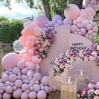 Flyloons Purple Pink birthday decoration items for Girls Kids baby 61pcs Set , Golden Glitter happy birthday banner , Pastel and Rose Gold Chrome Balloons , Arch Tape for Ring Design