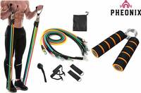 Pheonix Home Gym Combo Of 11pc Resistance Bands With Foam Hand Gripper Gym & Fitness Kit