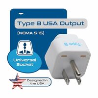 Ceptics India to USA Converter Plug, USA, Japan, Philippines, Canada Travel Plug Adapter - Type B Universal Travel Adapter - CE Certified - RoHS Compliant - White (1-Pack)