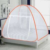 IWS Polyester Adults Washable King Size Double Bed Mosquito Net (Orange, Tent)