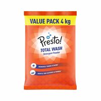 Presto! Total Wash Detergent Powder 4 kg Value Pack @ 199 [Prime Only]