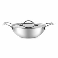 Cello Armour Induction Base Tri-Ply Kadhai with Stainless Steel Lid, 3Ltr, Food Capacity - 2.7 Litre, 24cm