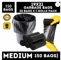 Garbia 150 Garbage Bags,15 litres Capacity,19 Inches X 21 Inches Size,Twist and Tie Mechanism/Pack Of 5 Rolls(1 Roll = 30 Bags)(5 Rolls x 30 Bags =150 Garbage Bags) Medium 15 L Garbage Bag Pack Of 150  (150Bag )