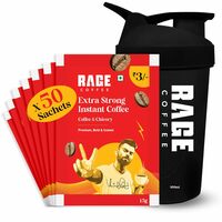 Rage Coffee Extra Strong Premium Blend Coffee Sachets - (Pack of 50) + Multi-purpose Shaker 400 ml