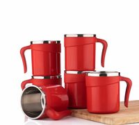 SUGAR Homeware Stainless Steel Double Wall Travel Tea Coffee Cups and Mugs (tea6, red) 