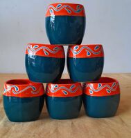 Radhe Radhe Handicrft Ceramic Handcrafted Microwave Safe Creamic Printed Tea Cup/Coffee Cup Set Ideal Best Gift for Friends, Family, Home, Office use, Kitchen Set of 6 PEC