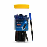  Reynolds AEROSLIM BP 25 CT JAR - BLUE | Ball Point Pen Set With Comfortable Grip | Pens For Writing | School and Office Stationery | Pens For Students | 0.7 mm Tip Size 