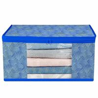 Kozdiko Non Woven Lahariya Clothes and Saree Cover with Transparent View and 2 Zips for Saree, Clothes Covers, Bed Sheets Etc Wardrobe Organizer Storage Bag Pack of 1