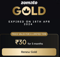 Zomato Gold 3 Months at Rs.30 ( Maybe user specific)