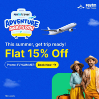 Get flat 15% off on Flight tickets on Paytm Flights. 