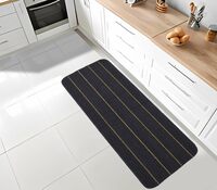 STATUS Polypropylene Striped Anti Skid Runner for Living Area (Dark Grey, 45X120 cm)
