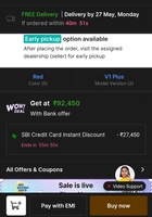 hero vida ev scooty, 27000 off with credit card