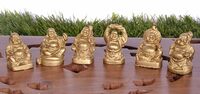 PINDIA Set of 6pc Laughing Buddha Fengshui Golden Figurine for Wealth & Prosperity-2 * 2 * 3 cms