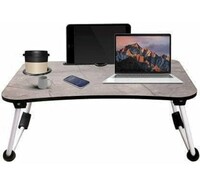 PRIVILON GLOBALL Foldable Wooden Laptop Bed Tray Table, Multifunction Lap Tablet Desk with Cup Holder, Perfect for Eating Breakfast, Reading Book, Working, Watching Movie On Bed (Marble Dark)