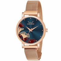 LOUIS DEVIN Rose Gold Plated Mesh Chain Analog Wrist Watch for Women Apply 2% coupon 