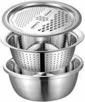 VATTU  S.Steel Multipurpose Grater  Bowl Drain Basket Vegetable & Fruit Grater & Slicer  (3 in 1 Multipurpose Julienne Grater)