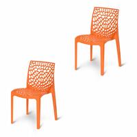 Supreme Web Designer Plastic Chair for Home and Office (Set of 2, Orange)