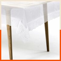  Plastic Table Cover for Dining Table with White Lace
