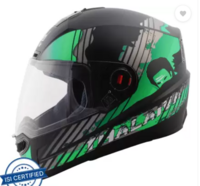 Steelbird SBA-1 Thalaiva Full Face ISI Certified Helmet Fitted Clear Visor Motorbike Helmet (Matt Black Green with Clear Visor)