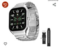  Fire-Boltt Solaris Stainless Steel Smartwatch with FREE Silicone Strap, 1.78” AMOLED Always-on Display with 368 * 448 px Resolution, IP68 Water-Resistant, 2 Watches in 1 Smartwatch (Silver) 