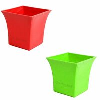 Go Hooked Multicolored Unbreakable Plastic Uber Pots for Indoor & Outdoor Plants (6.5x6.5x6 Inch) f 2, Multicolored
