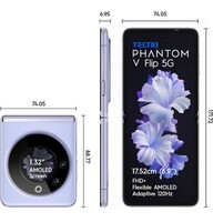 TECNO Phantom V Flip 5G (Mystic Dawn 16Gb Ram, 256Gb Storage) | 45 Watts Fast Charging | 32 Mp Selfie, 64 Rear Camera| 6.9" Flexible, 1.32" Secondrary Amoled, Lavender 