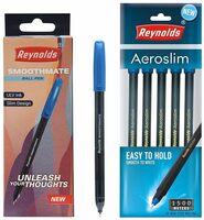 Reynolds SMOOTHMATE 10 CT PENS - BLUE Ball Pen & Reynolds AEROSLIM BP 5 CT POUCH - BLUE