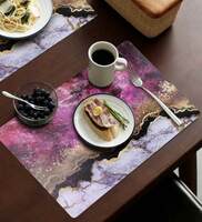 Ethnic motif Purple PVC 12 Pcs Placemat and Coasters