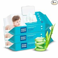 Mee Mee Caring Baby Wet Wipes with lid, 72 Pcs (Aloe Vera, Pack of 3)