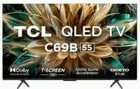 TCL 138.71 cm (55 inch) QLED Ultra HD (4K) Smart Google TV with Dolby Atmos 35W, ONKYO 2.1ch with Subwoofer (55C69B)