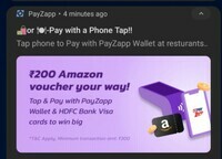 Payzapp Tap&Pay offer - 200 Amazon voucher for 300